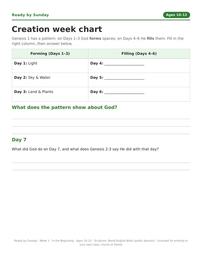 Activity page for ages 10 to 12